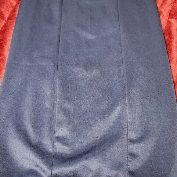 Chic Navy Pencil Skirt w/ Full-Length Back Zipper – Size M Office Skirt Outfit
