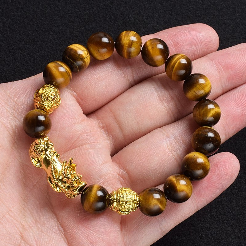 Natural Tiger Eye Pixiu Bracelet Men's Women's Wealth Lucky Charm Gift