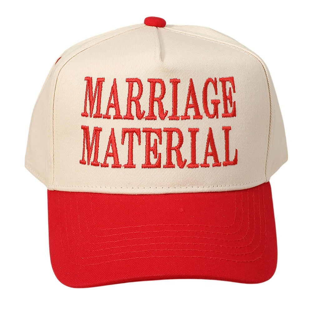 MARRIAGE MATERIAL Embroidered Baseball Cap Adjustable Cotton Hat Unisex