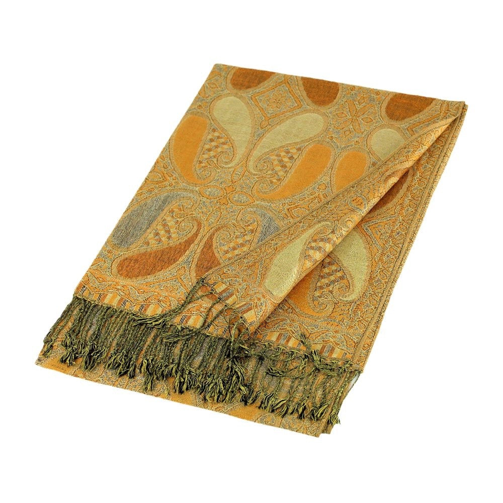 2pc Multi-Color Paisley Pashmina Scarf Set Boho Tassel Shawl Wrap Scarves