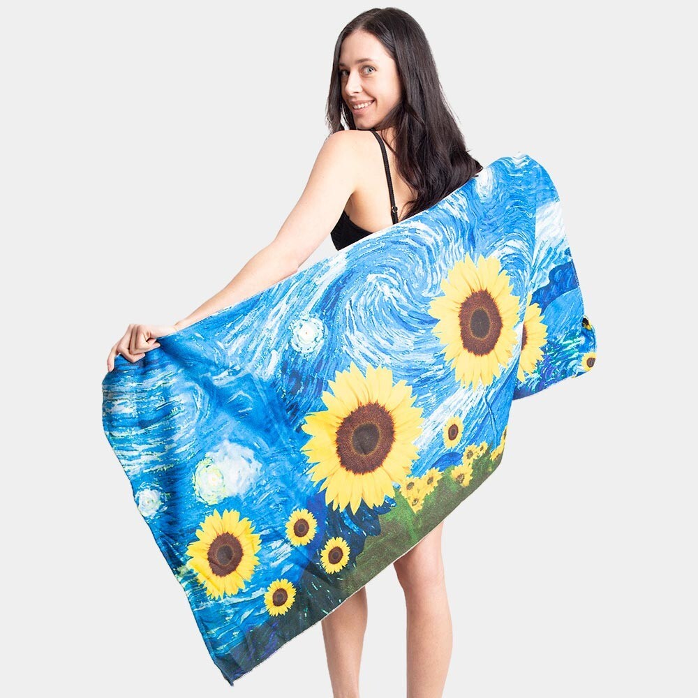 Sunflower Print Beach Towel and Matching Tote Bag Set Summer Travel Essentials