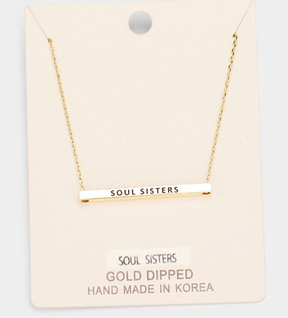 2PCS Soul Sisters Gold Dipped Bar Necklace Set Best Friend Friendship Gift 16in