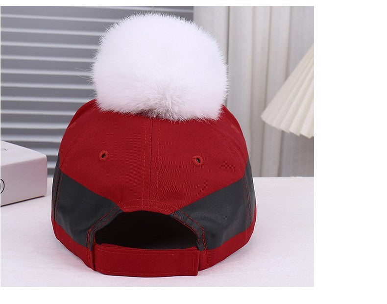 Adult Santa Suit Red Baseball Cap White Pom Pom Christmas Holiday Adjustable Hat