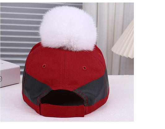 Adult Santa Suit Red Baseball Cap White Pom Pom Christmas Holiday Adjustable Hat
