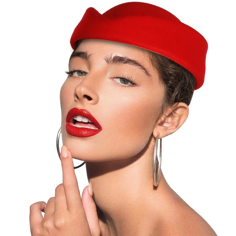 Vintage Style Black Wool Pillbox Hat - Elegant French Beret Stewardess Fascinato