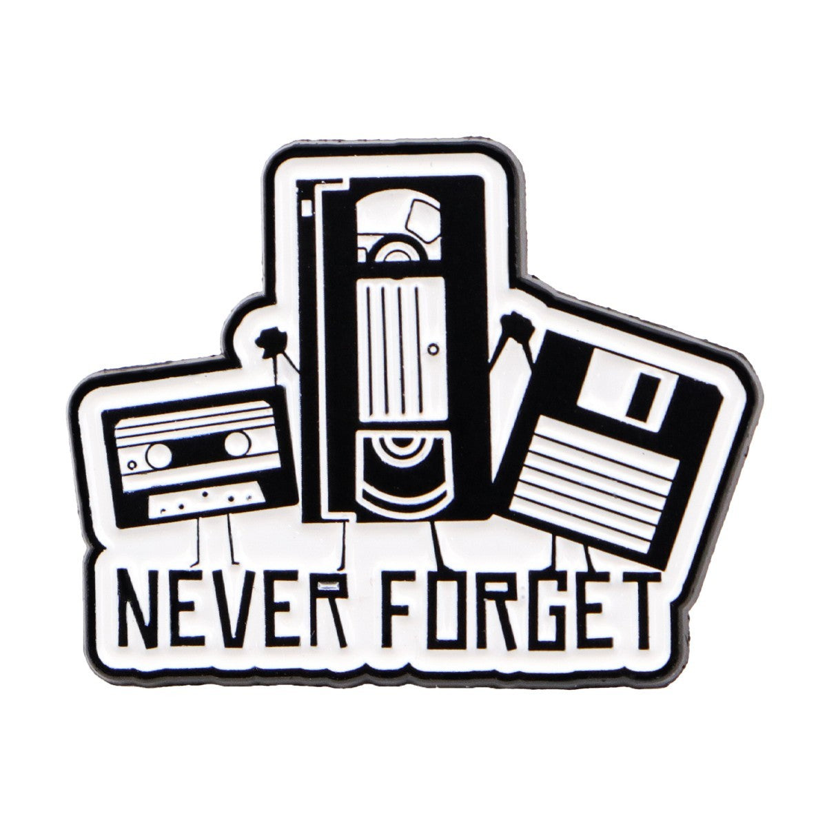 3 Pcs Never Forget Cassette VHS Floppy Disk Pin Brooch Retro 80s 90s Enamel Badg