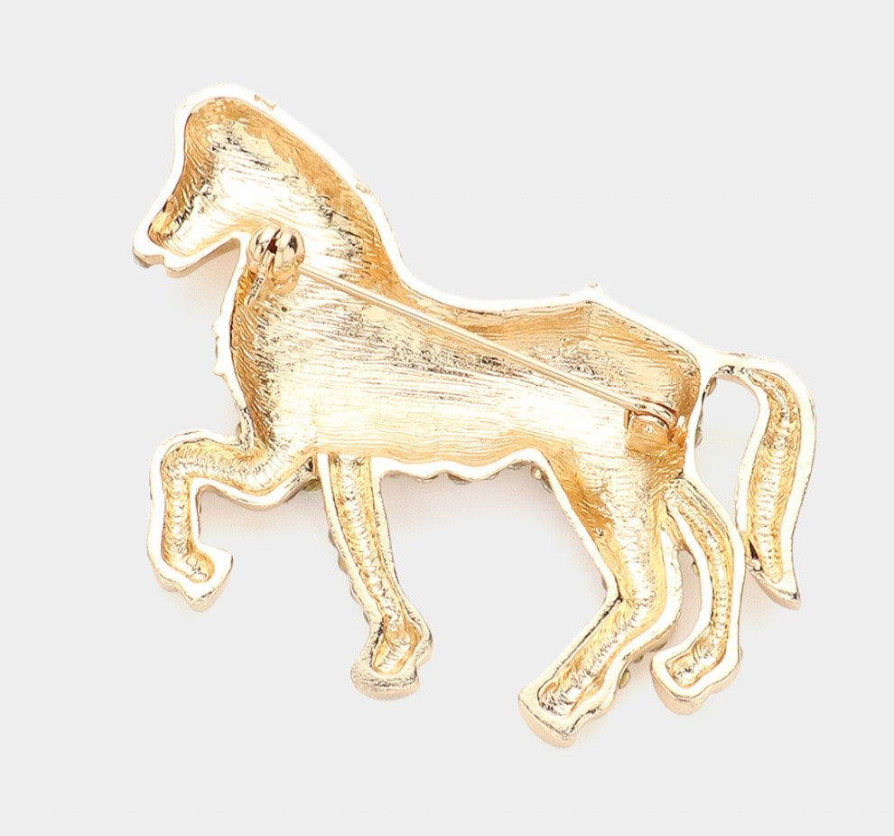 2pc Gold and Silver Galloping Horse Pin Brooches Western Equestrian Brooch Gift