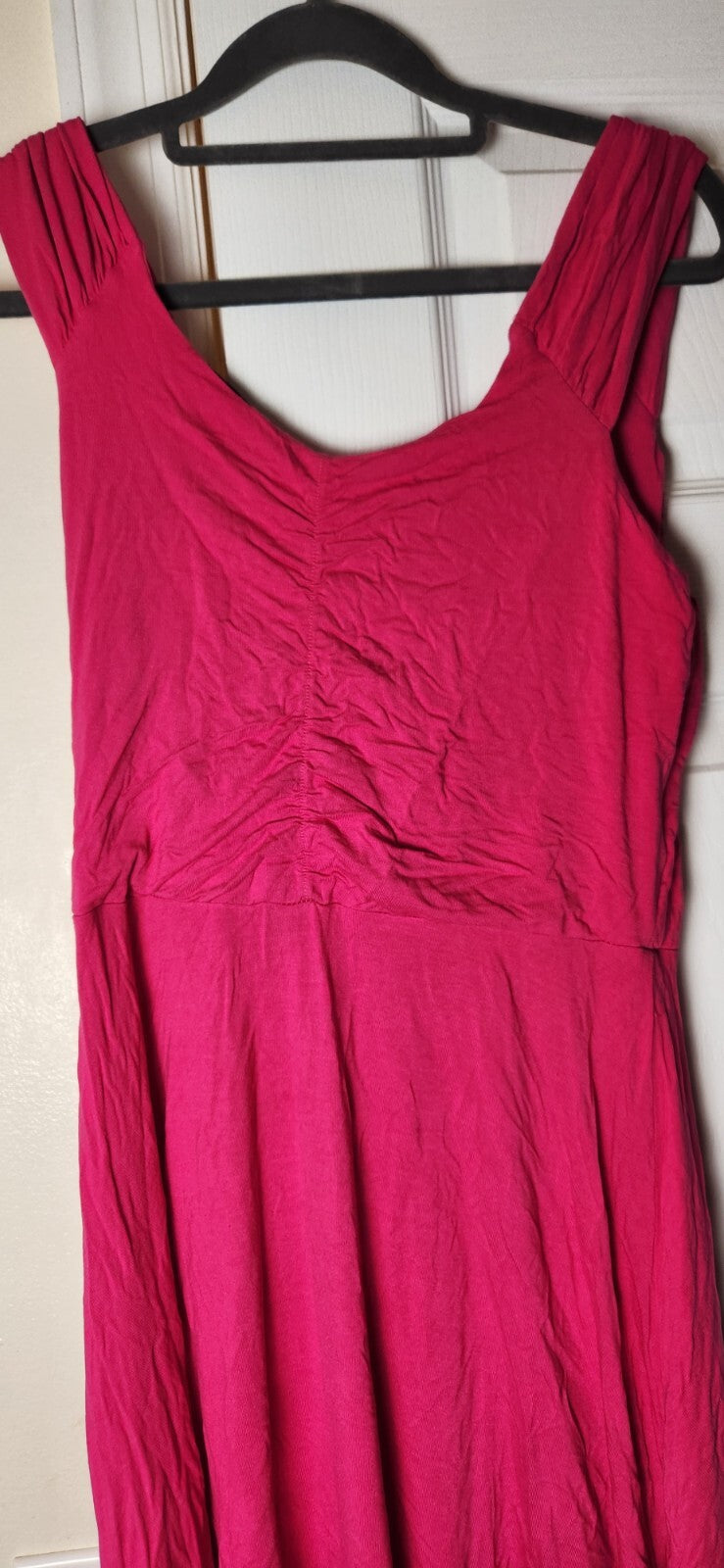 Women's Pink Midi Dress Sleeveless Hot Pink Dresses for Ladies Knee High Outfit