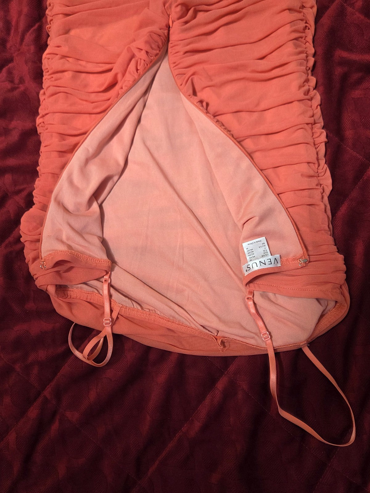 Orange Sleeveless Maxi Dress for Women Cascading Fabric Lined Gown Elegant Wear