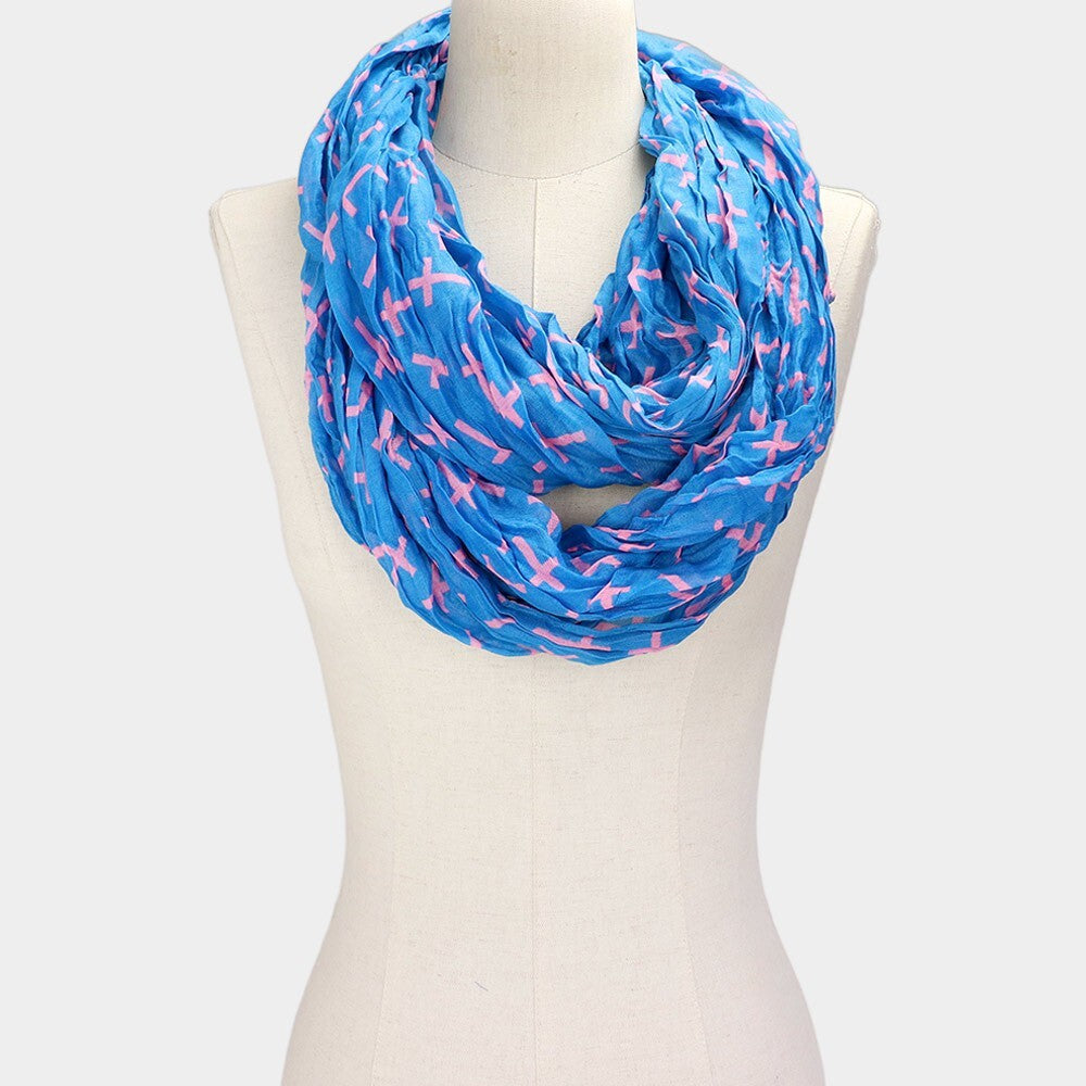 Cross Patterned Infinity Loop Scarf Lightweight Circle Scarf for Women Fashion