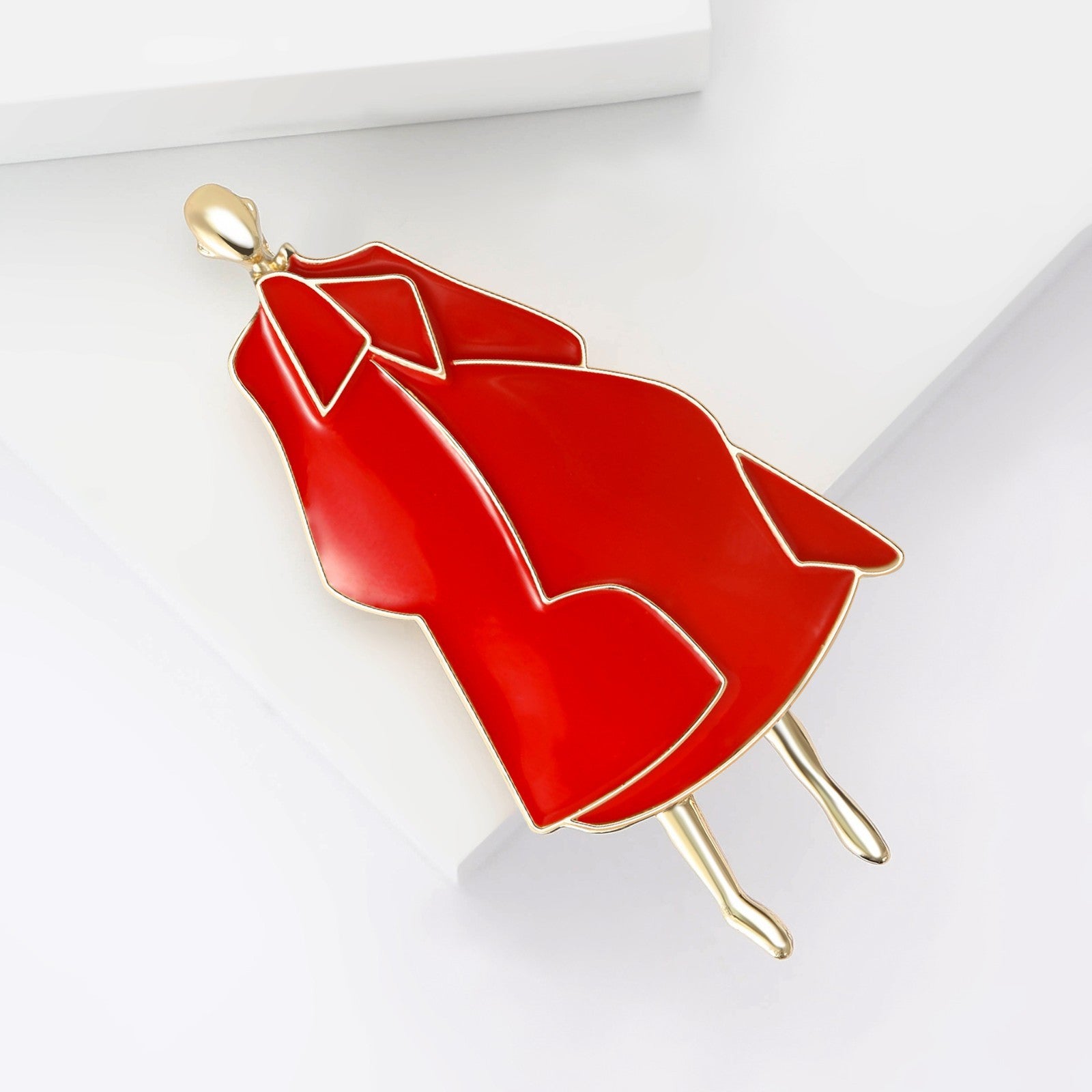 2PC Abstract Fashion Lady Enamel Brooch Set Red & Black Gold Tone Pin New