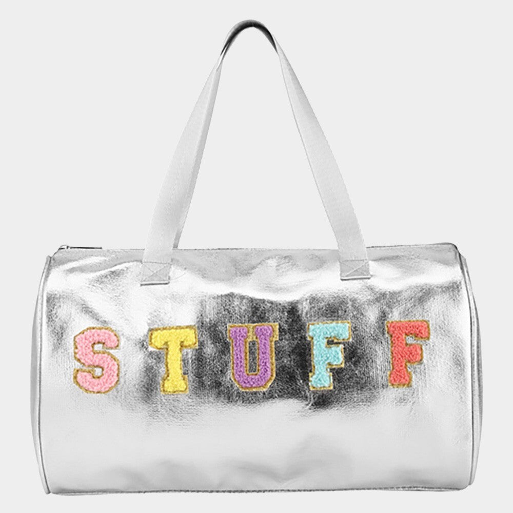 STUFF Metallic Duffle Bag Top Handle Crossbody Bag Travel Gym Weekend Tote