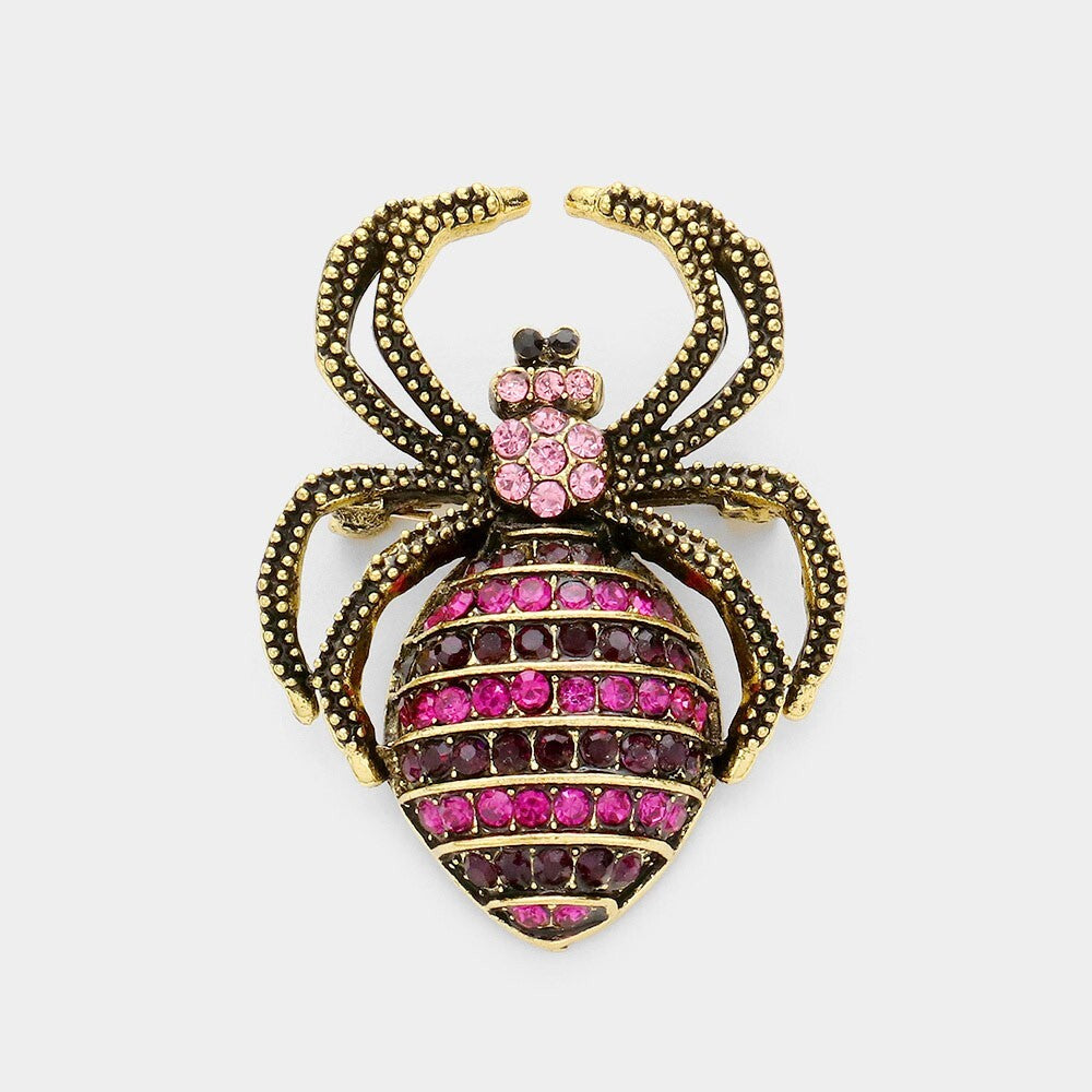 Embellished Spider Brooch Pin Halloween Insect Jewelry for Women Lapel Pins