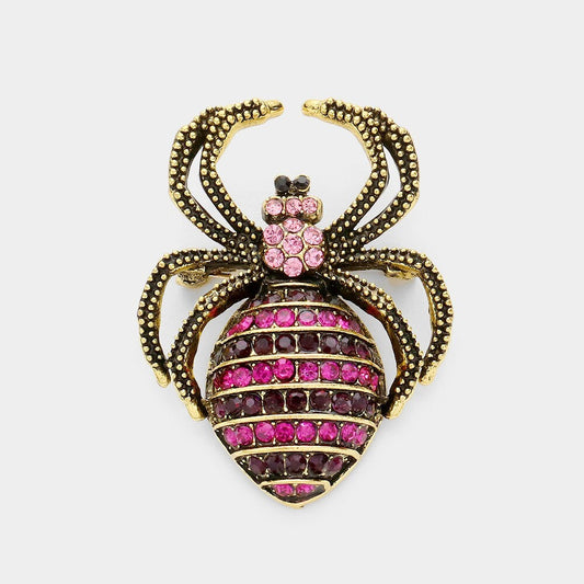 Embellished Spider Brooch Pin Halloween Insect Jewelry for Women Lapel Pins