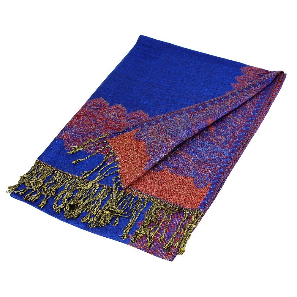 Border Pashmina Scarf Shawl Wrap with Fringe for Women Soft Elegant Accessory