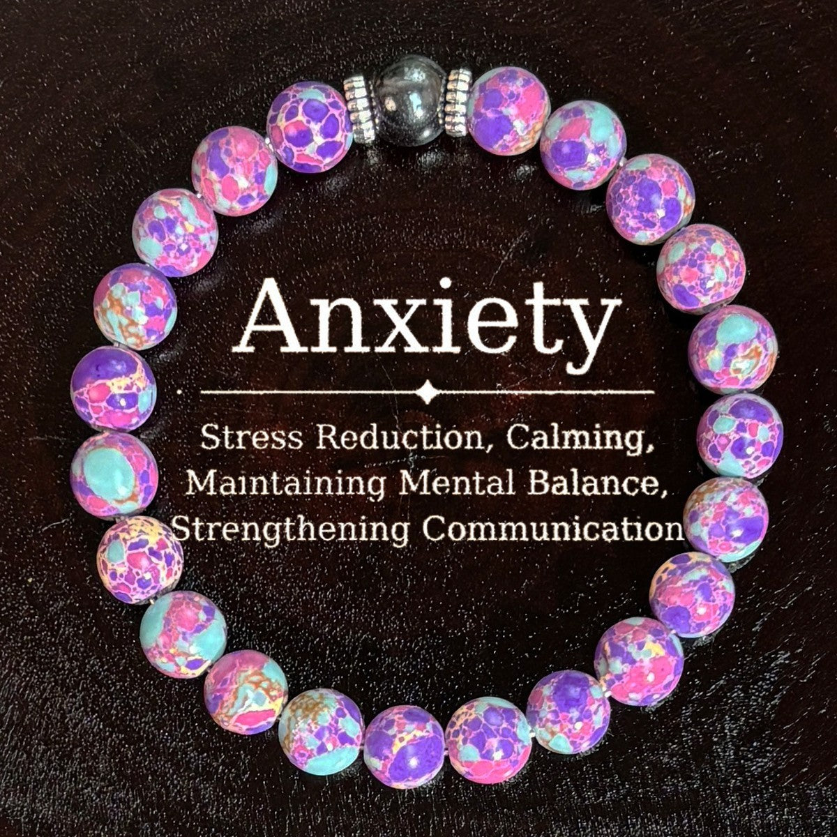 Anxiety Relief Bracelet for Stress Reduction Calming Purple  Stone Beads