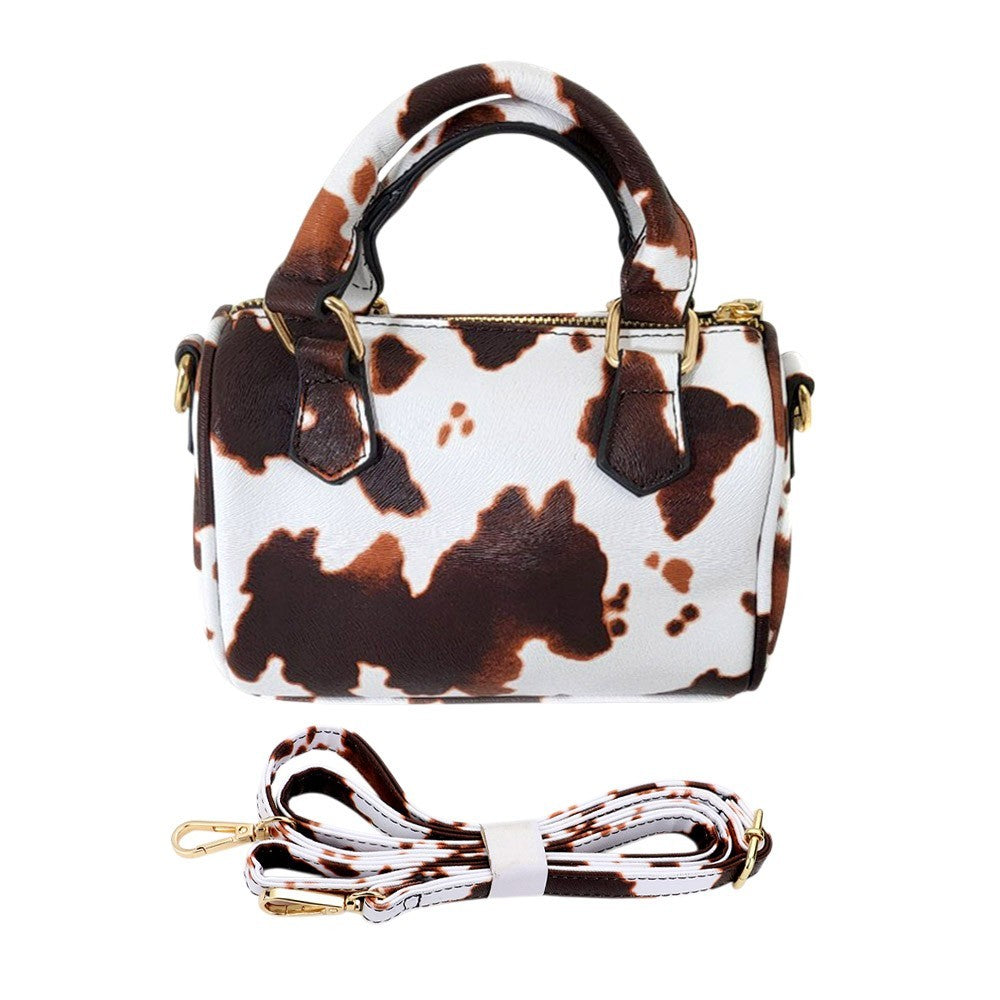 Cow Print Tote Crossbody Bag Mini Handbag with Strap Western Trendy Purse