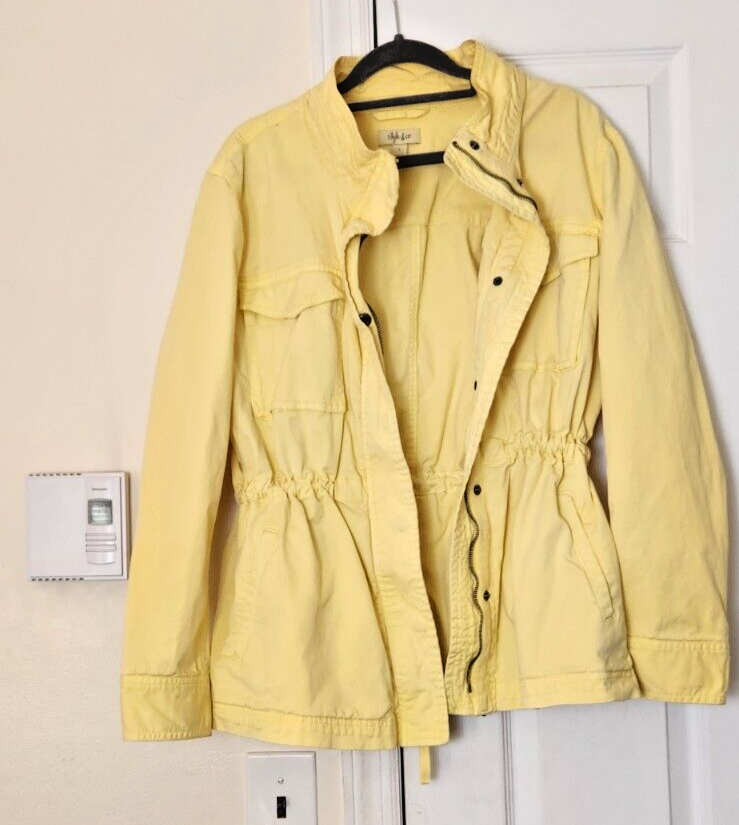 Style & Co Yellow Jacket Large Waterproof Zip Up Drawstring Waist Raincoat