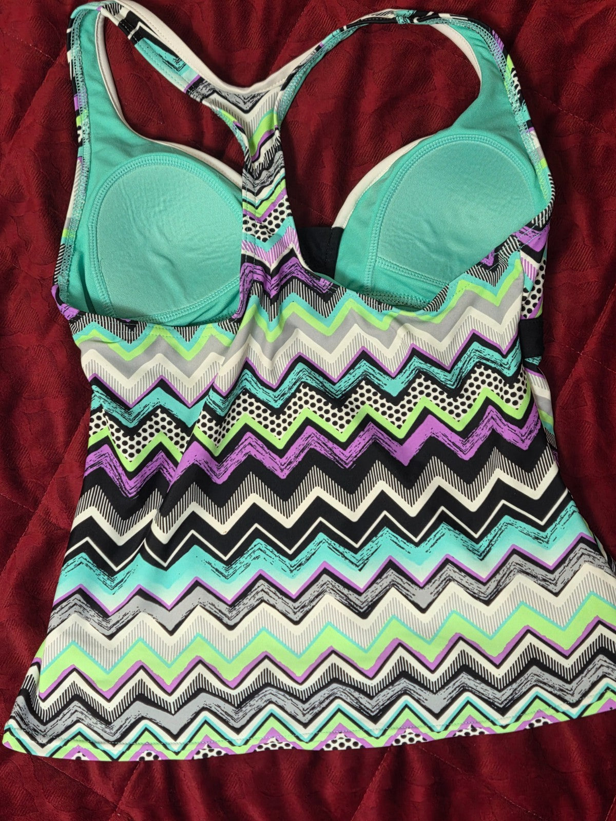 Chevron Racerback Swim Top for Women Size 10 Tankini Style Athletic Swimsuit Top