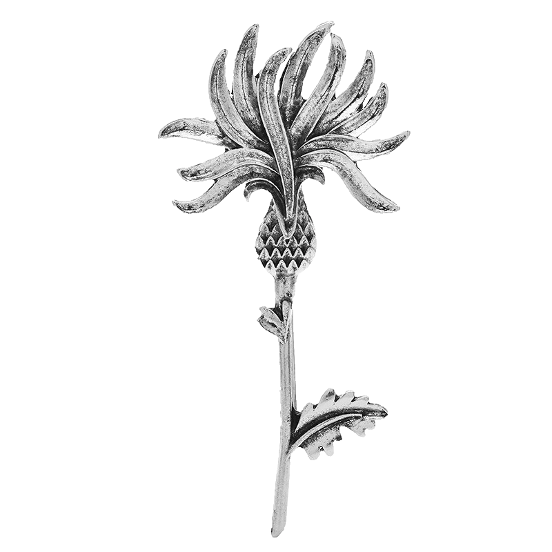 2pc Vintage Style Scottish Thistle Brooches - Gold & Silver Tone Floral Pin Set