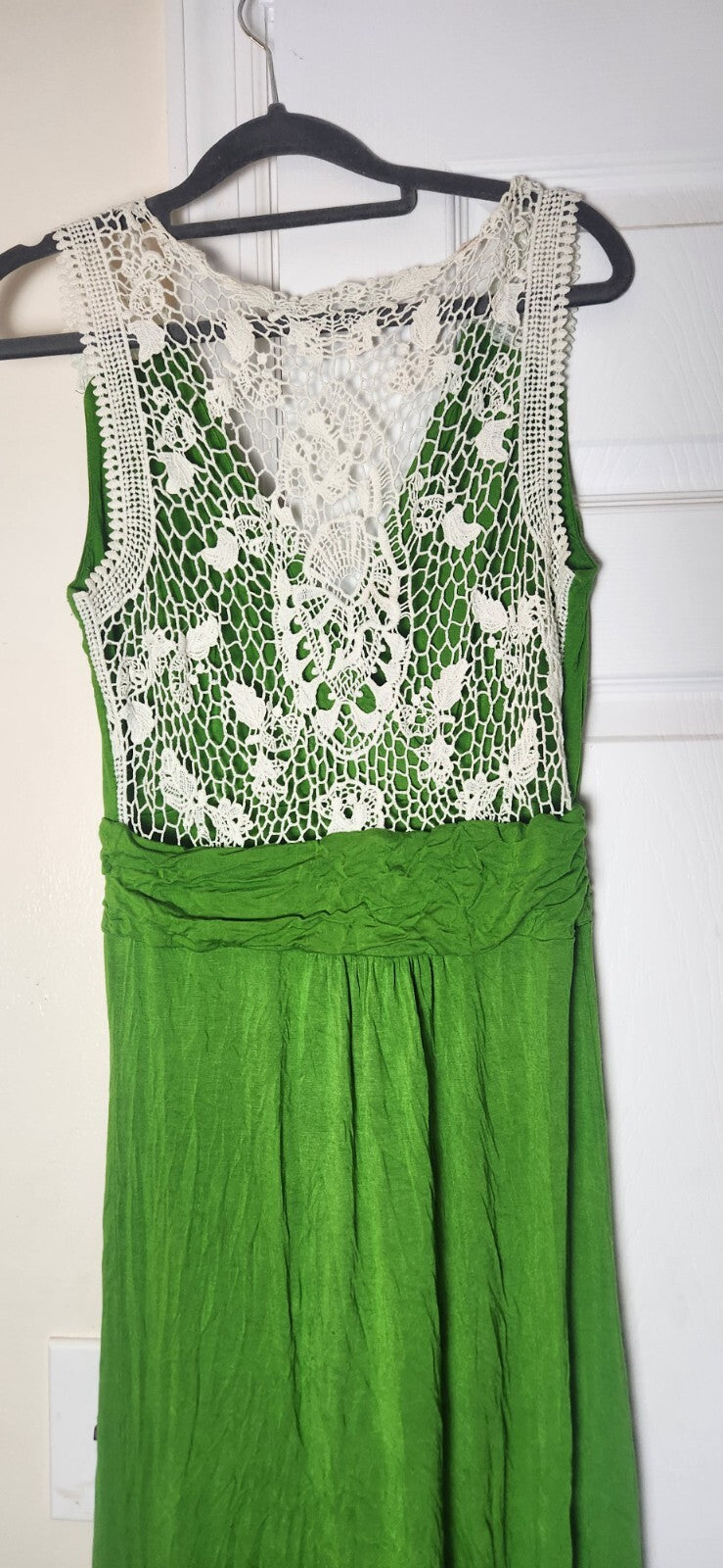 A.N.A Clothing Womens Maxi Dress Green  Sleeveless Dresses Crotchet Back Small