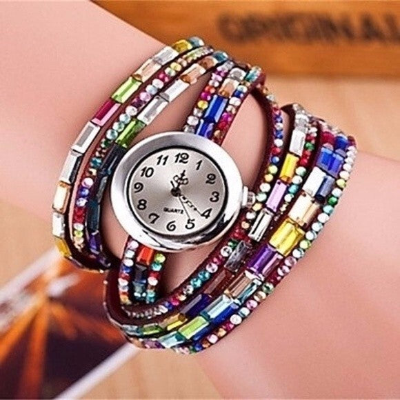 3PCs - Brand New Colorful Leather Wrap Bracelet Watch Stylish and Unique