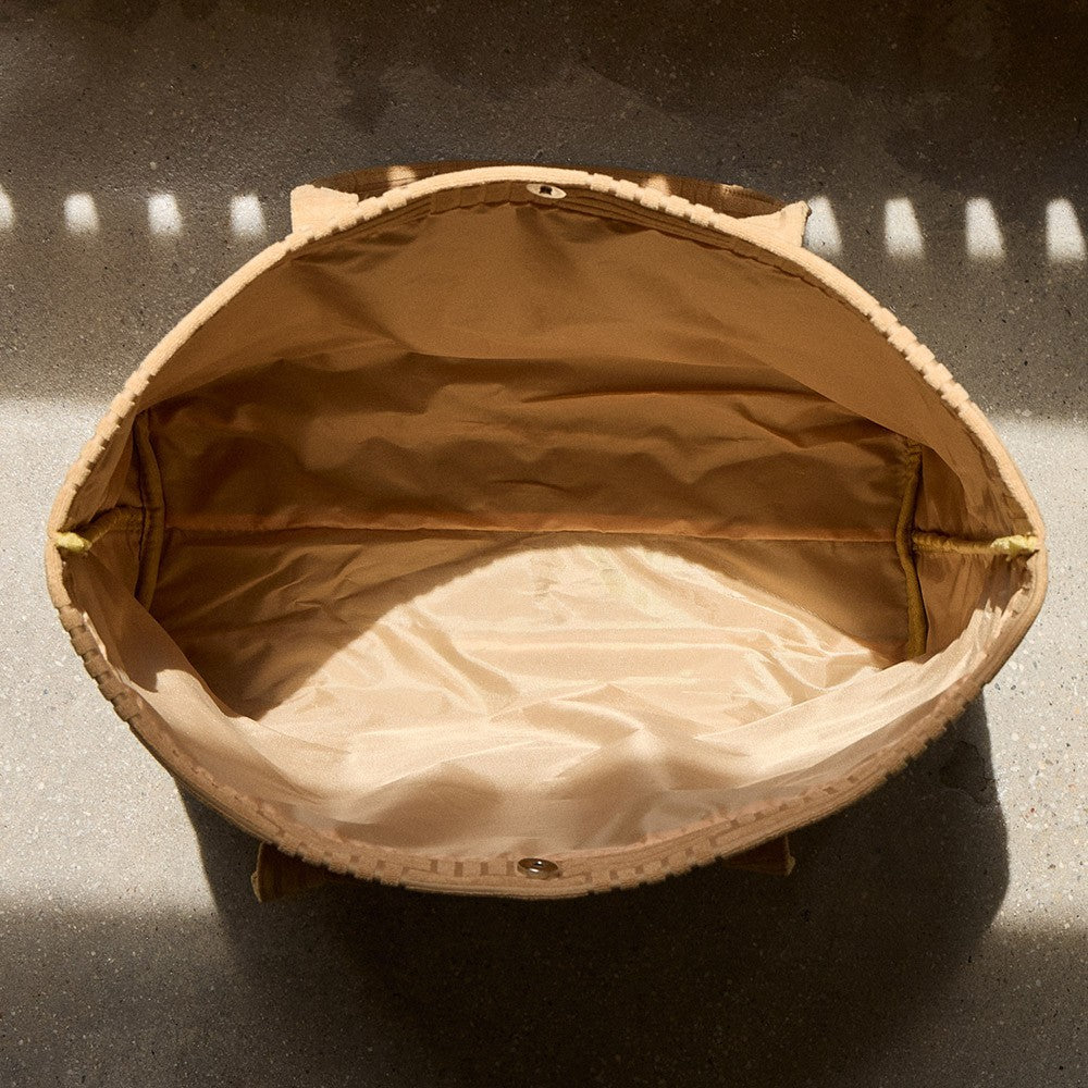 Oversized Tan Quilted Tote Bag Plush Basketweave Shoulder Beach Travel Gym