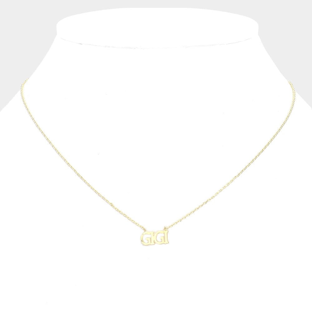 Gold Dipped GIGI Nameplate Lucky Charm Delicate Dainty Pendant Necklace 15.5"