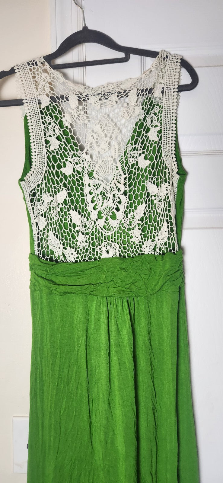 A.N.A Clothing Womens Maxi Dress Green  Sleeveless Dresses Crotchet Back Small