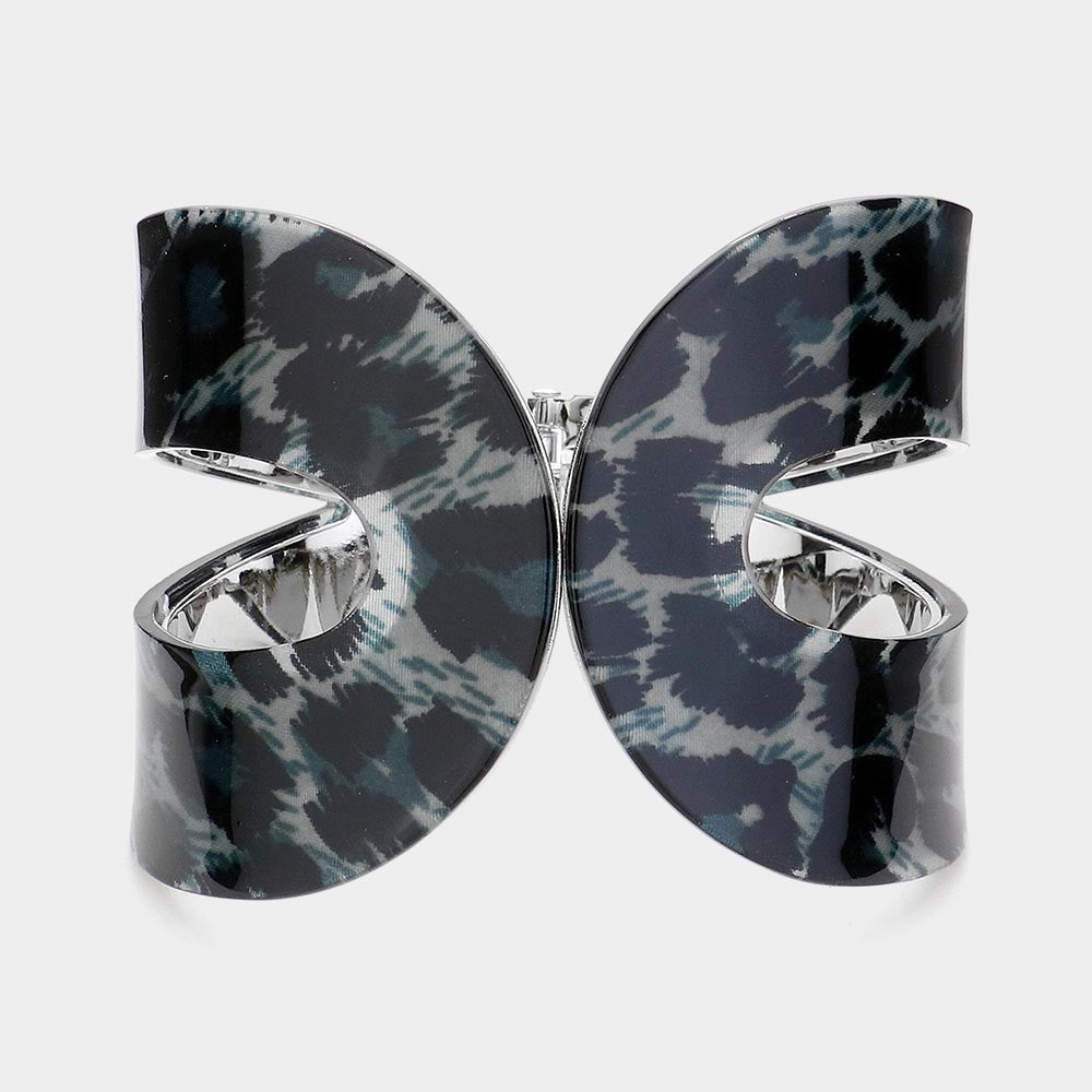 2PC Statement Bracelets | Abstract Leopard & Burgundy Glitter Bangles