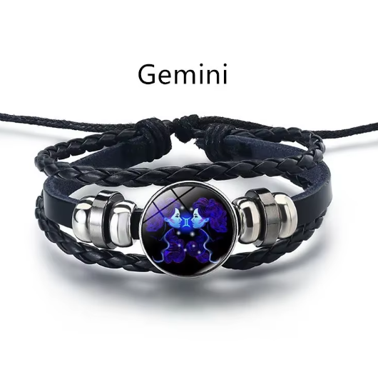 Gemini Zodiac Sign Bracelet Adjustable Astrology Jewelry for Women and Men Gift