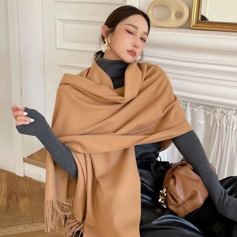 Women's Camel Pashmina Scarf Cashmere Feel Shawl Wrap Large Winter Scarf