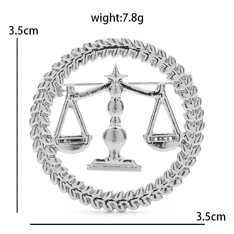 2pcs Scales of Justice Brooch Pin Lawyer Attorney Legal Gift Wreath Badge
