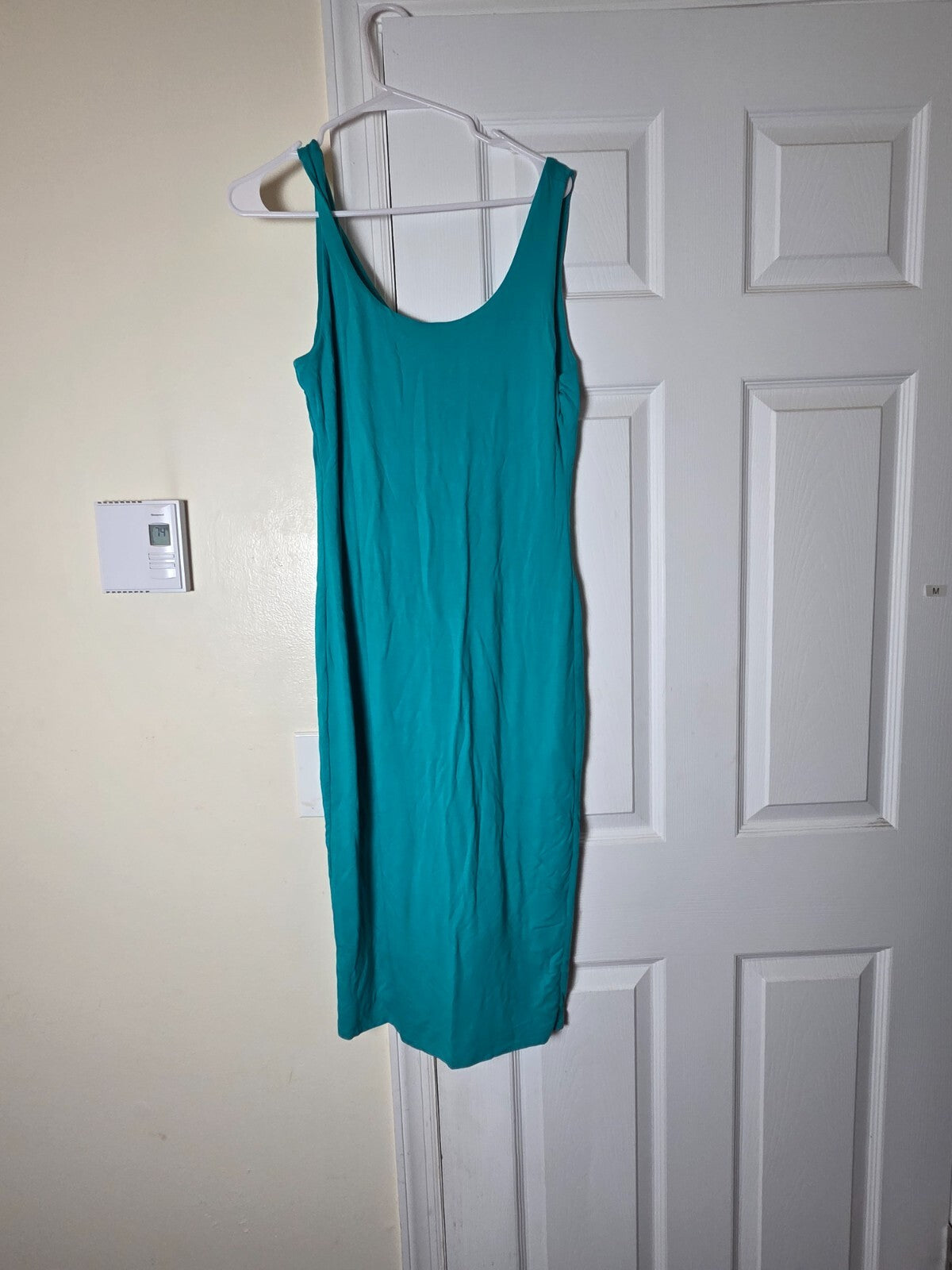 Women’s Sleeveless Bodycon Midi Dress Blue Fitted Stretchy Casual Dress Medium