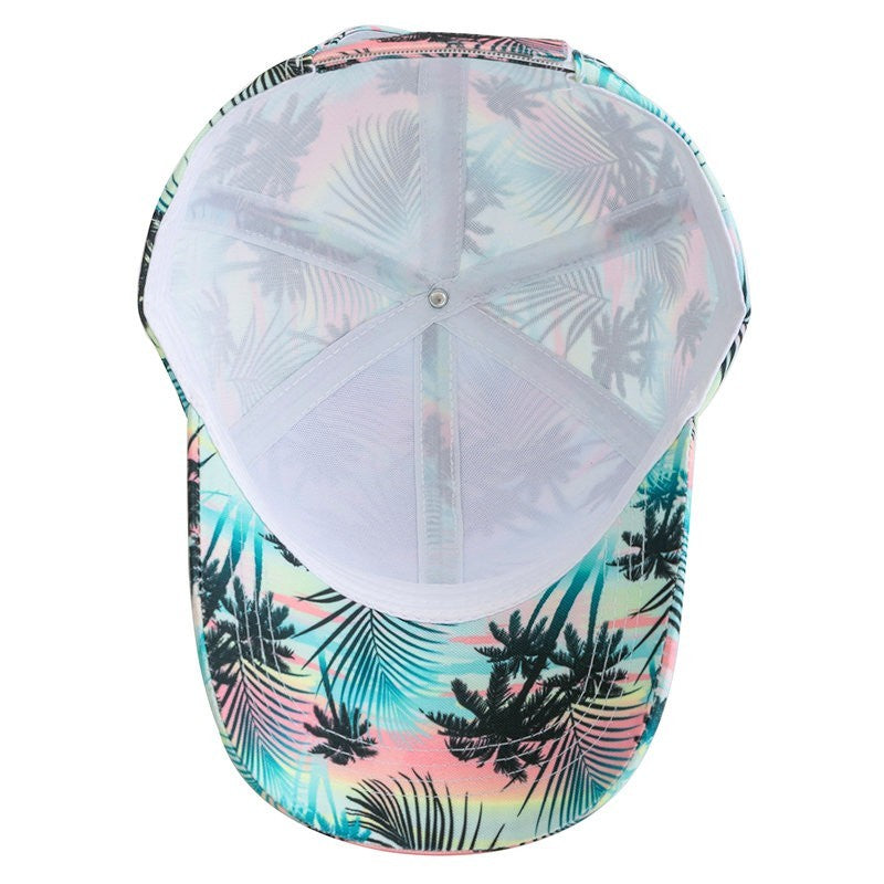 Tropical Palm Tree Print Baseball Cap Summer Beach Sunset Adjustable Hat
