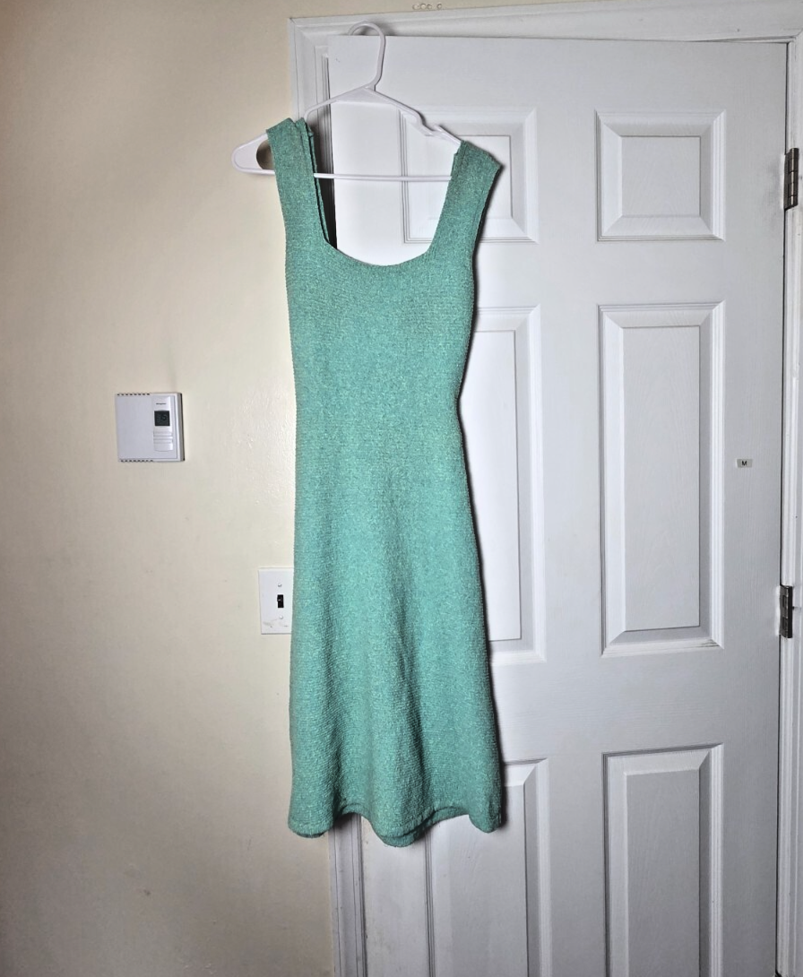 ZARA Women’s Green Sleeveless Knit Midi Dress with Back Tie Size Medium