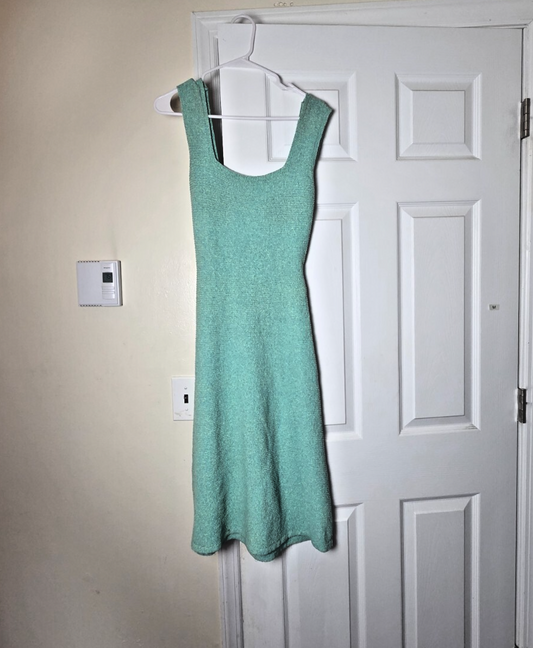 ZARA Women’s Green Sleeveless Knit Midi Dress with Back Tie Size Medium