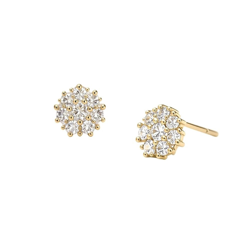 Sparkling Clear Rhinestone Square Stud Earrings Silver-Tone Classic 0.3" x 0.3"