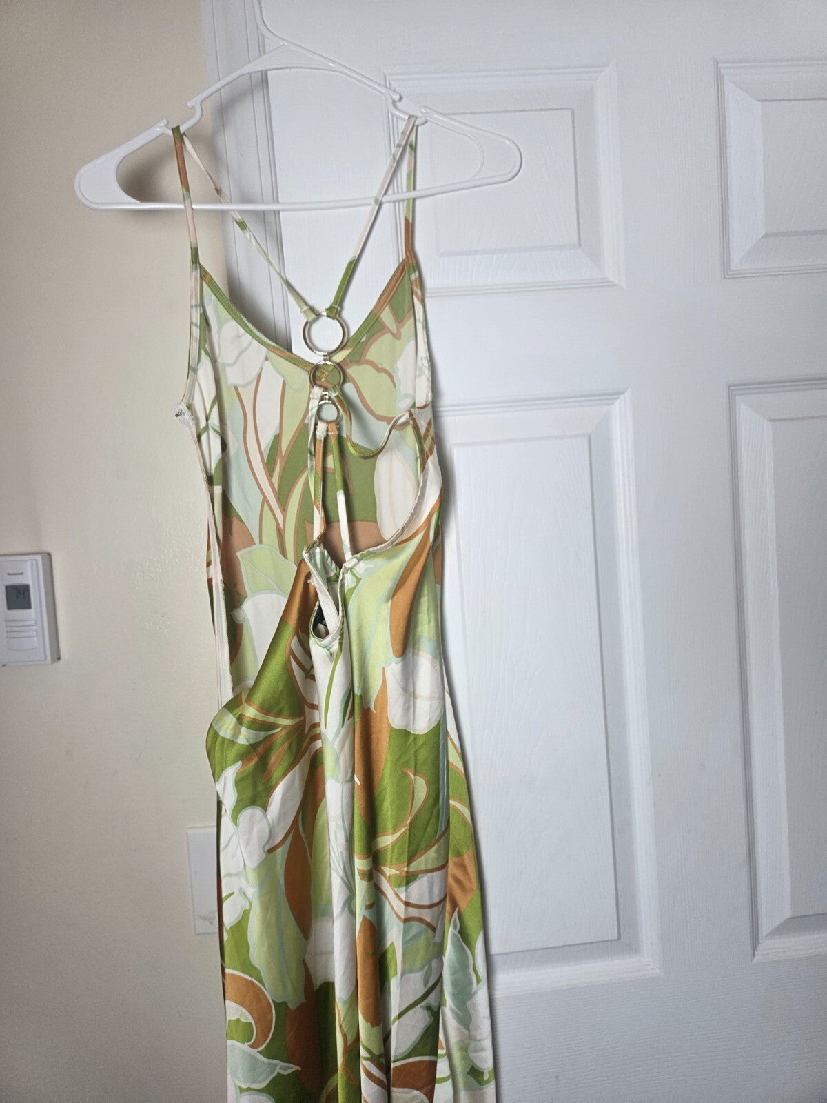 Floral Print Strappy Dress with Chain Back Detail | Summer Casual Dress US M
