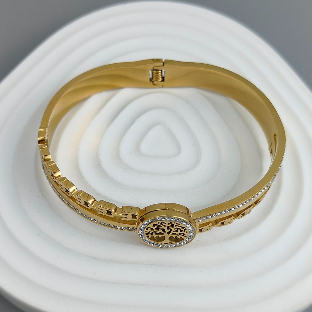 Tree of Life Bracelet for Women 18K Gold Plated Stainless Steel Jewelry for Lady