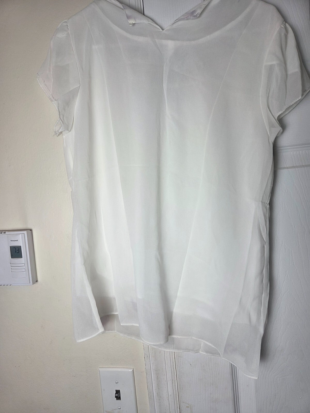 Studded Neckline Chiffon Blouse for Women Size XL Lightweight Sheer Top Ladies