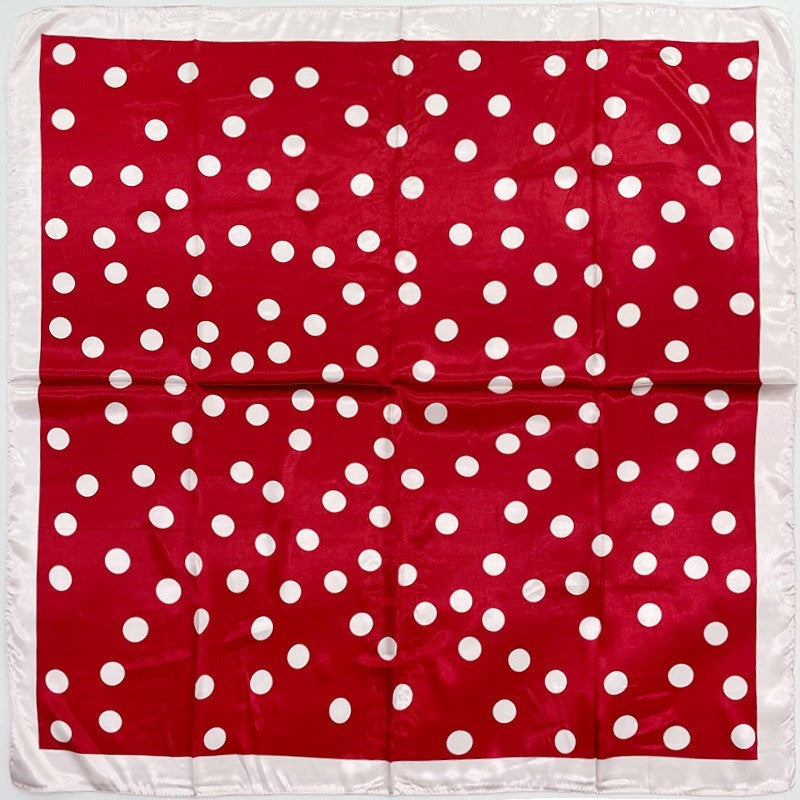 35 Inch Polka Dot Print Imitation  Silk Scarf for Women Fashion Head Scarves Red