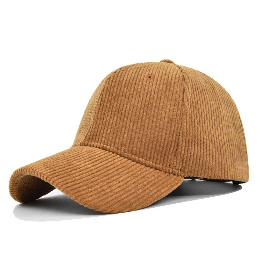 Unisex Wide-Wale Corduroy Baseball Cap Adjustable Cotton Dad Hat Camel Tan