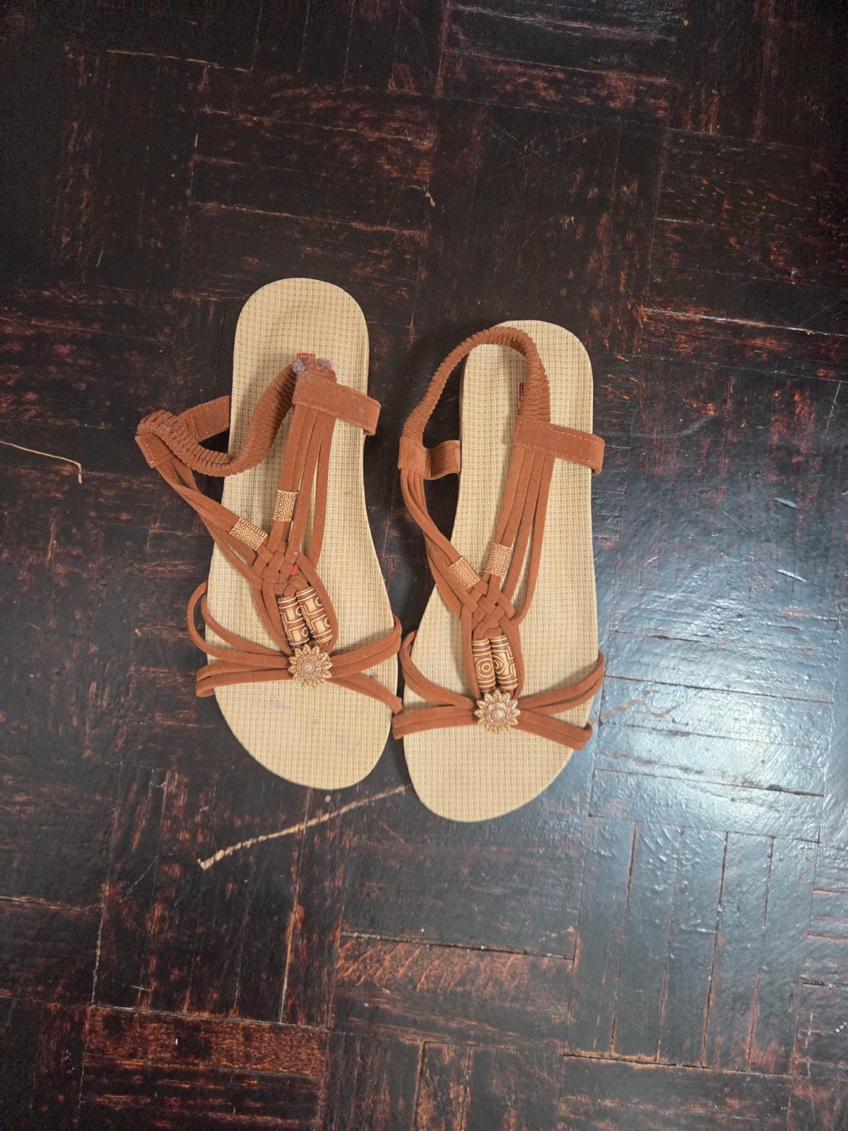 Tribal Design Summer Sandals for Women Open Toe Shoes for Ladies Size 9