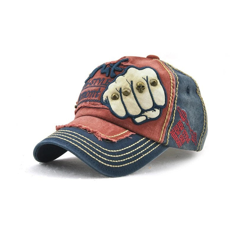 Distressed Denim Baseball Cap Punk Rock Vintage Faded Men Women Retro Hat