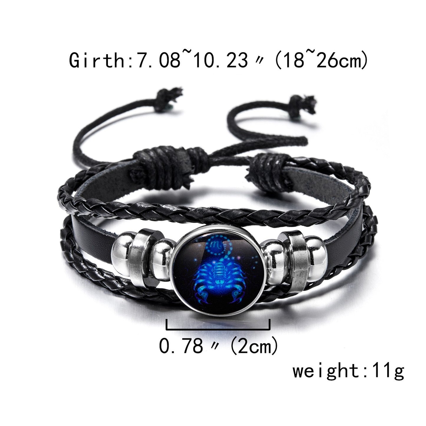 Scorpio Zodiac Sign Black Leather Bracelet for Men and Women Jewelry Gift