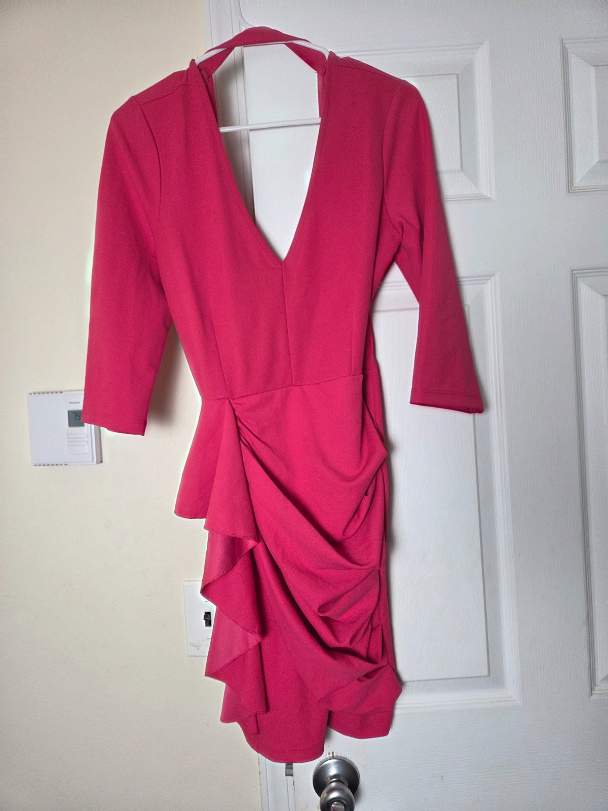 Venus Ruffled Hem Off Shoulder Dress for Women Pink Wedding Guest Dresses Medium