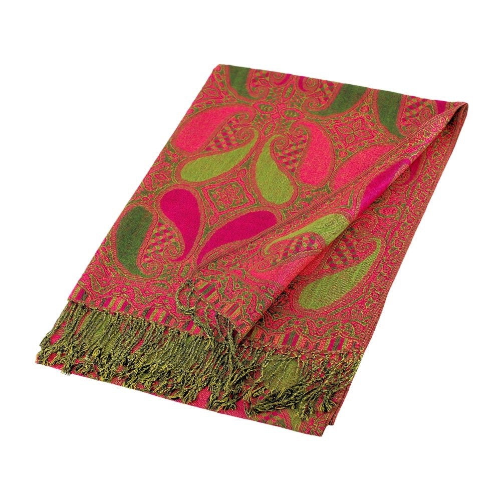 2pc Multi-Color Paisley Pashmina Scarf Set Boho Tassel Shawl Wrap Scarves