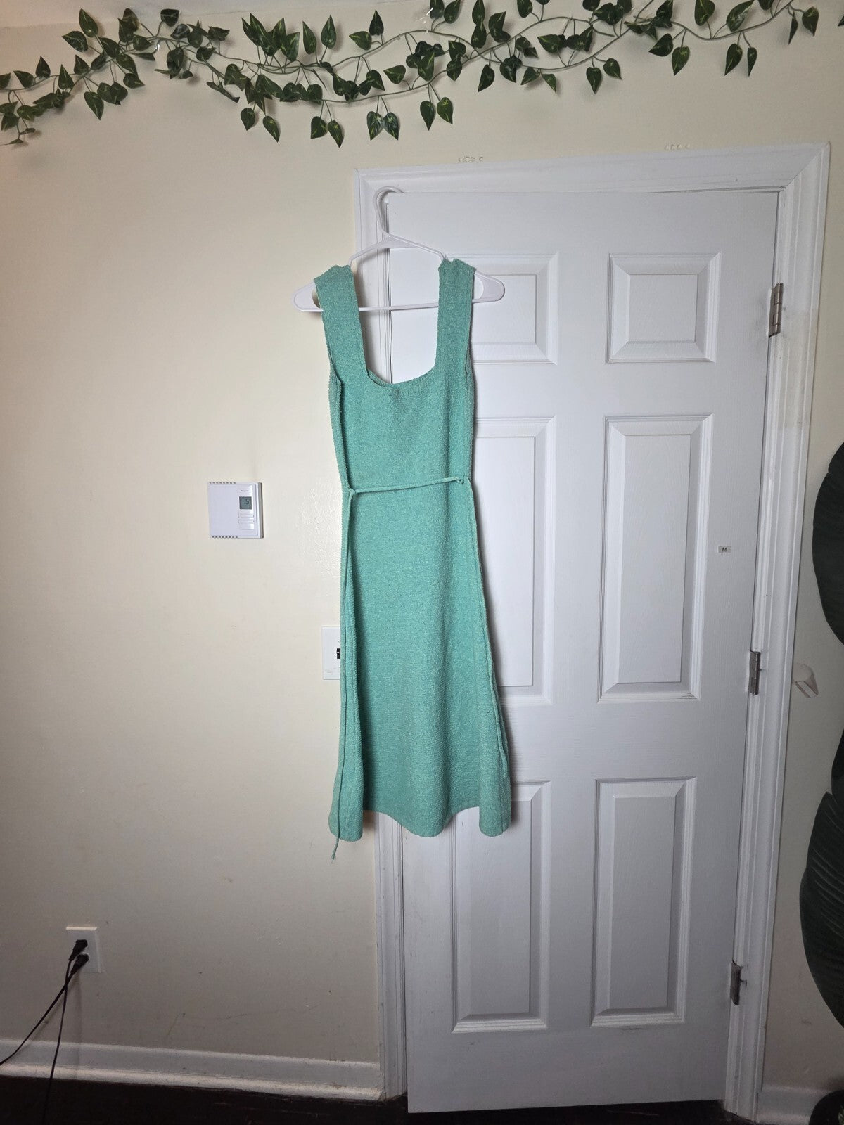 ZARA Women’s Green Sleeveless Knit Midi Dress with Back Tie Size Medium