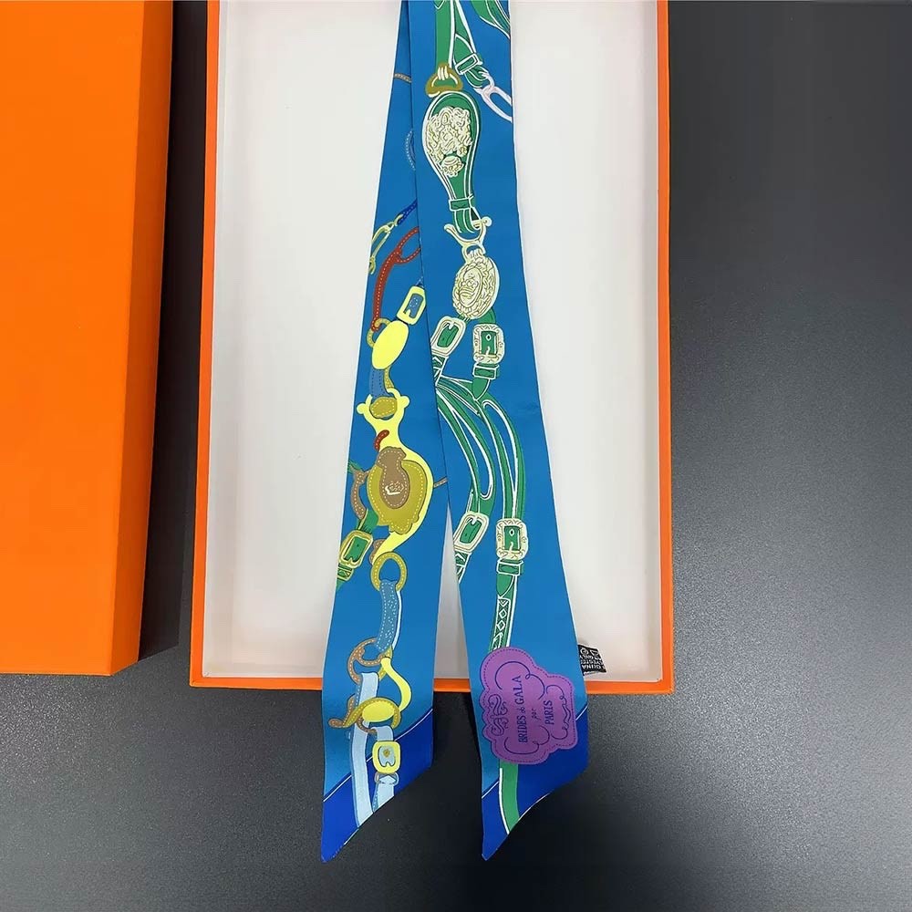 2pcs Brides de Gala Silk Twilly Scarf Set - Colorful Two Piece Skinny Scarf